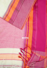 Paavai khadi Big thread border - Half white